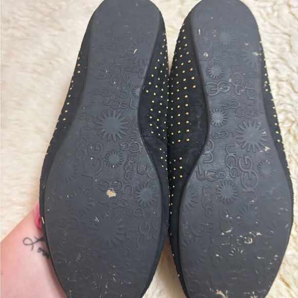 UGG Black and Gold Flats with Elegant Studs - Picture 5 of 7
